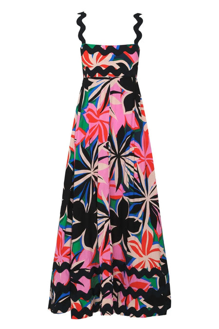 Printed Square Neck Wide Strap Sleeveless Dress - alternate view 5