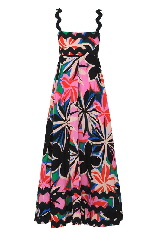 Printed Square Neck Wide Strap Sleeveless Dress - alternate view 5