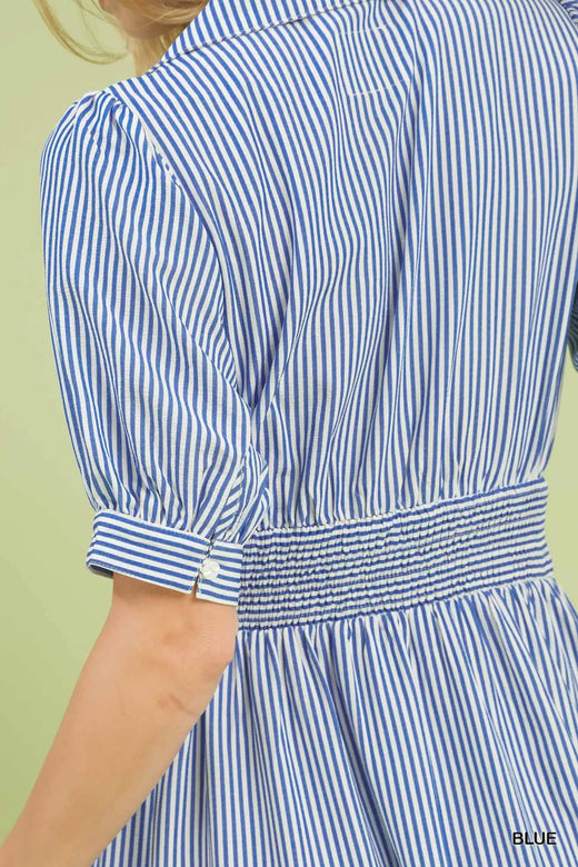 Striped Midi Dress with Front Zipper - alternate view 5