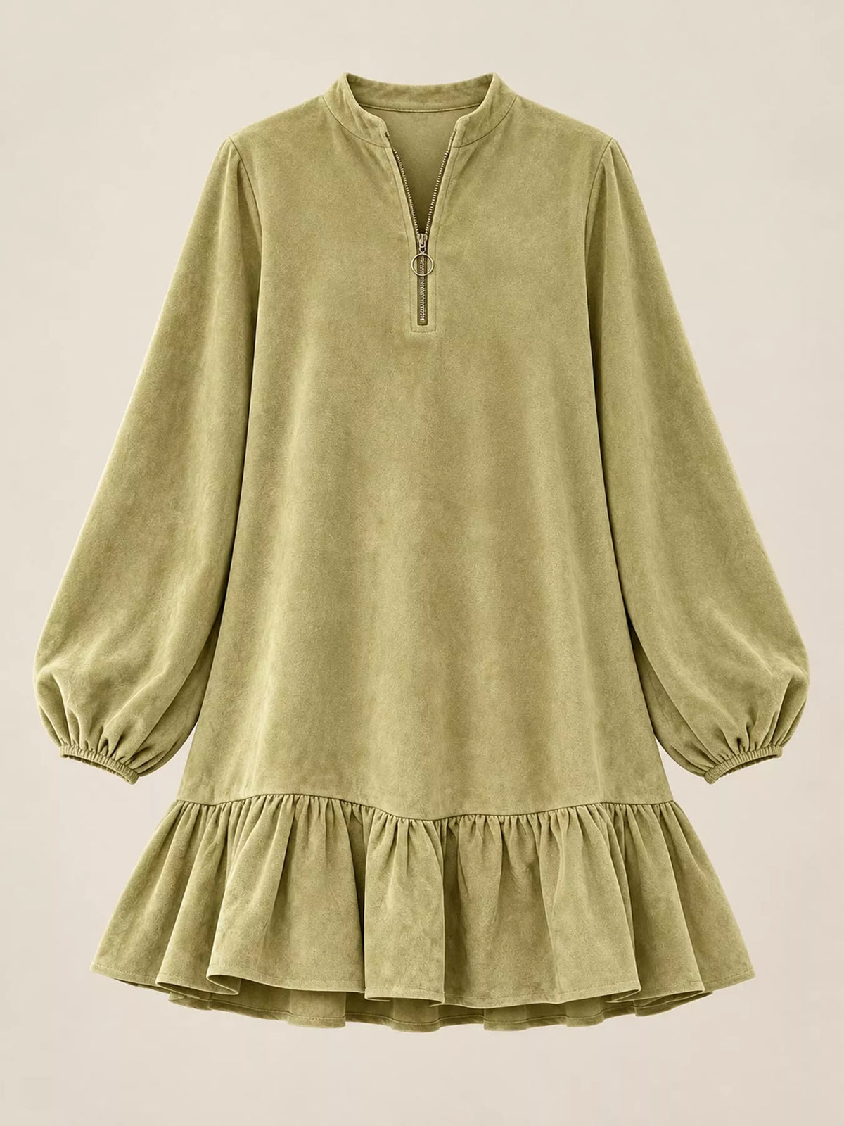 Quarter-Zip Ruffle Hem Mini Dress - alternate view 4