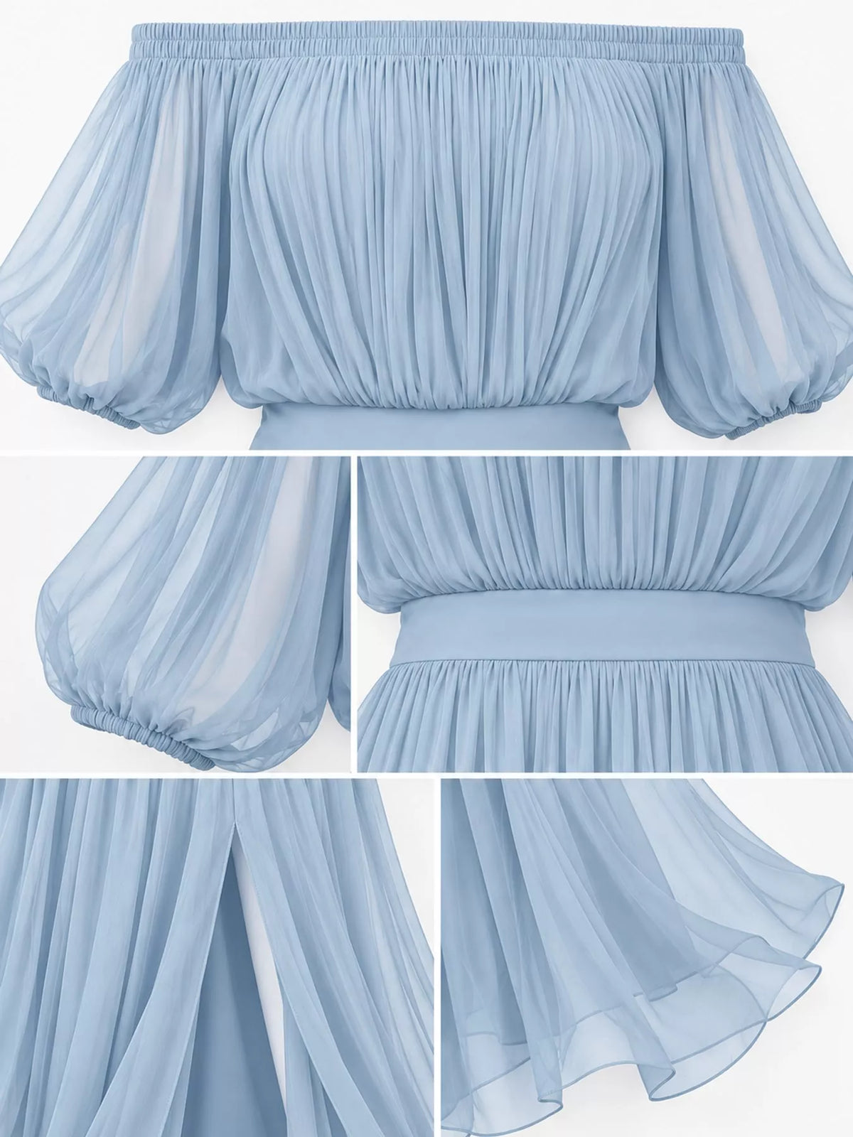 Full Size Off-Shoulder Ruched Chiffon Maxi Dress Plus Size - alternate view 15