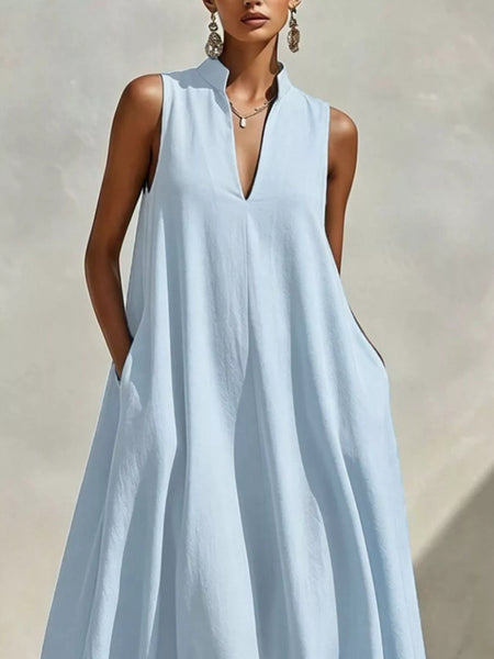 Sleeveless Maxi Dress with Side Pockets - alternate view 2