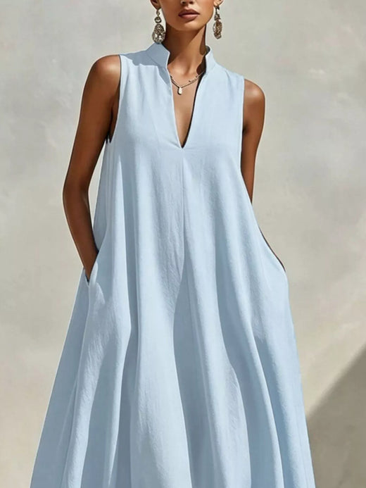 Sleeveless Maxi Dress with Side Pockets - alternate view 2