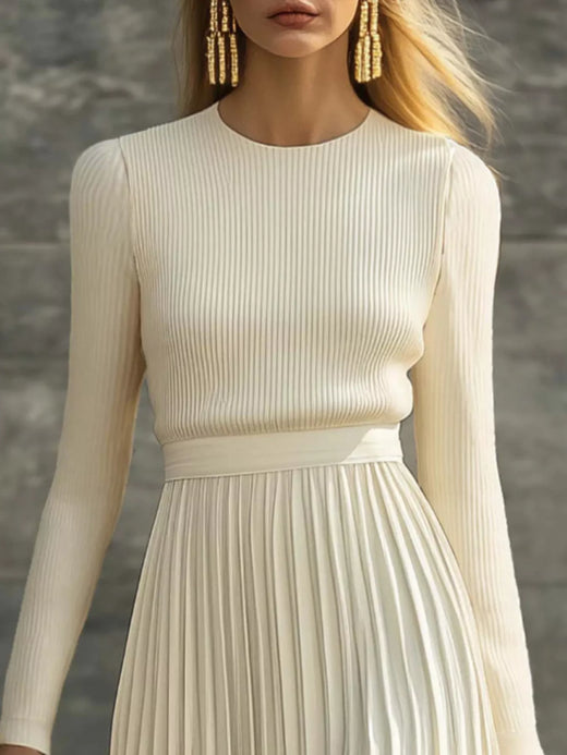 Ribbed Knit Pleated Midi Dress - alternate view 3