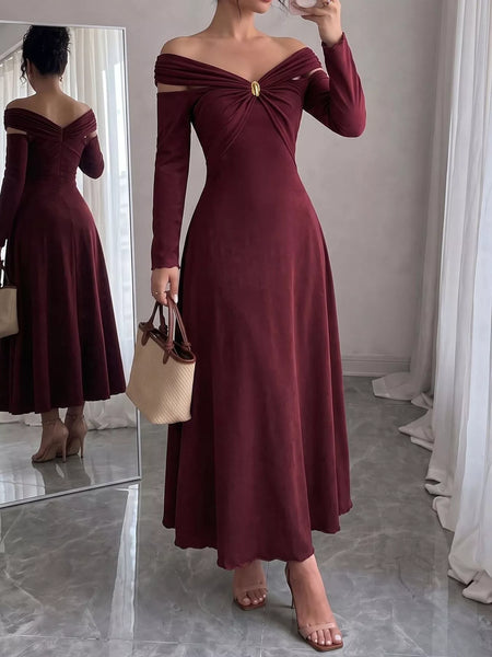 Off-Shoulder Long-Sleeve Maxi Dress - alternate view 2