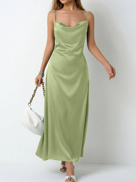 Satin Cowl Neck Cami Dress - alternate view 10