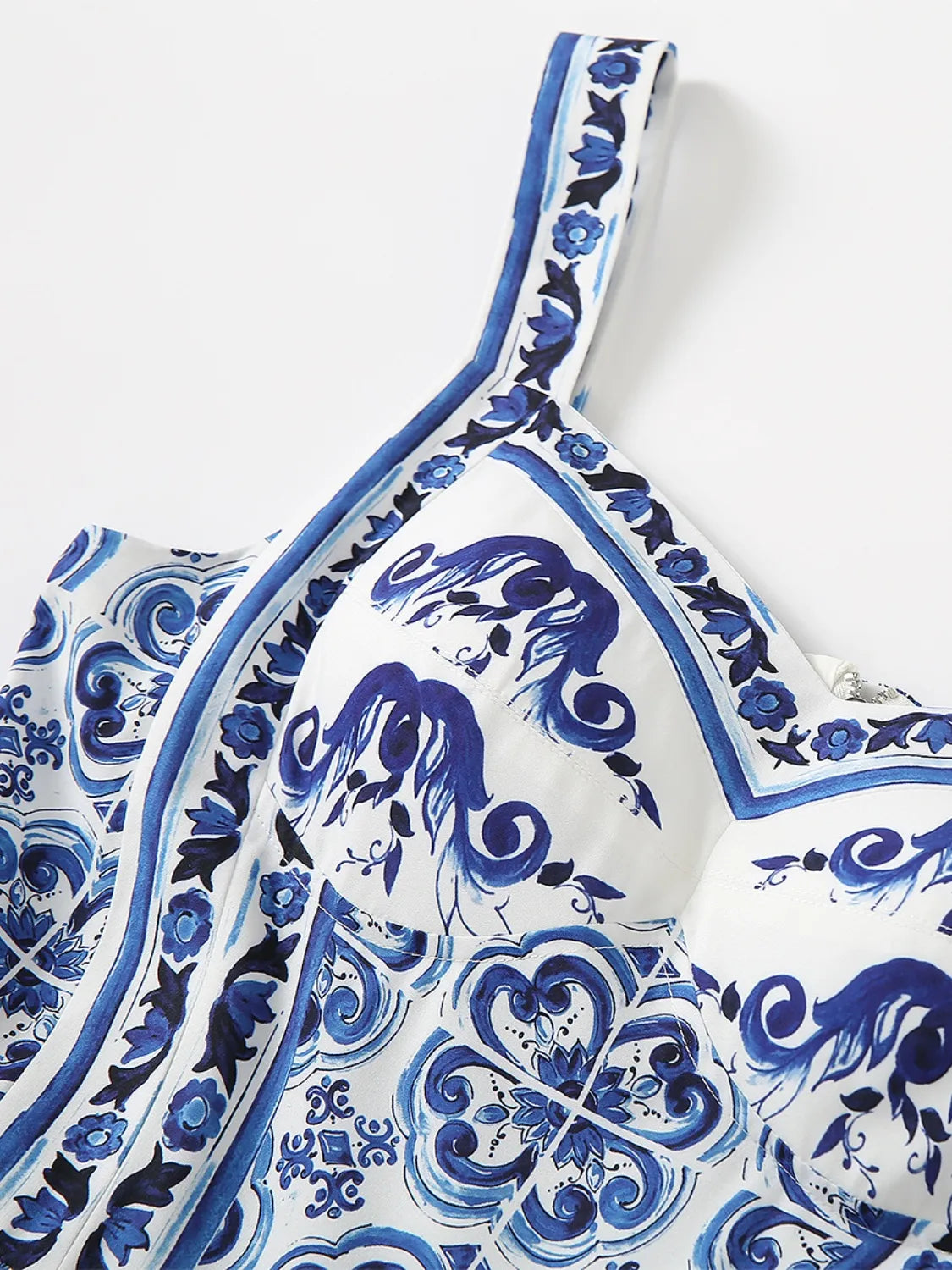 Smocked Printed Wide Strap Dress - alternate view 8