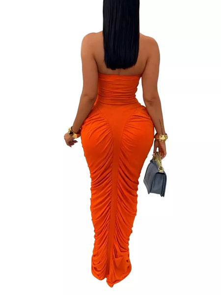 Strapless Ruched Bodycon Maxi Dress - alternate view 7