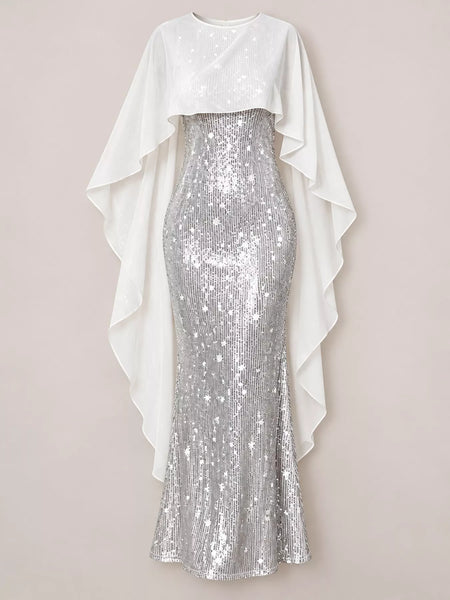 Sequin Cape Overlay Evening Dress - alternate view 34