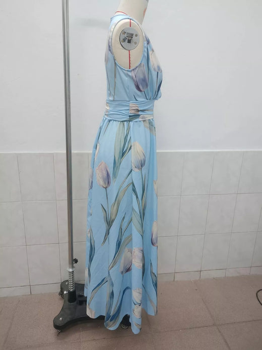 Full Size Sleeveless Floral Print Maxi Dress Plus Size - alternate view 3