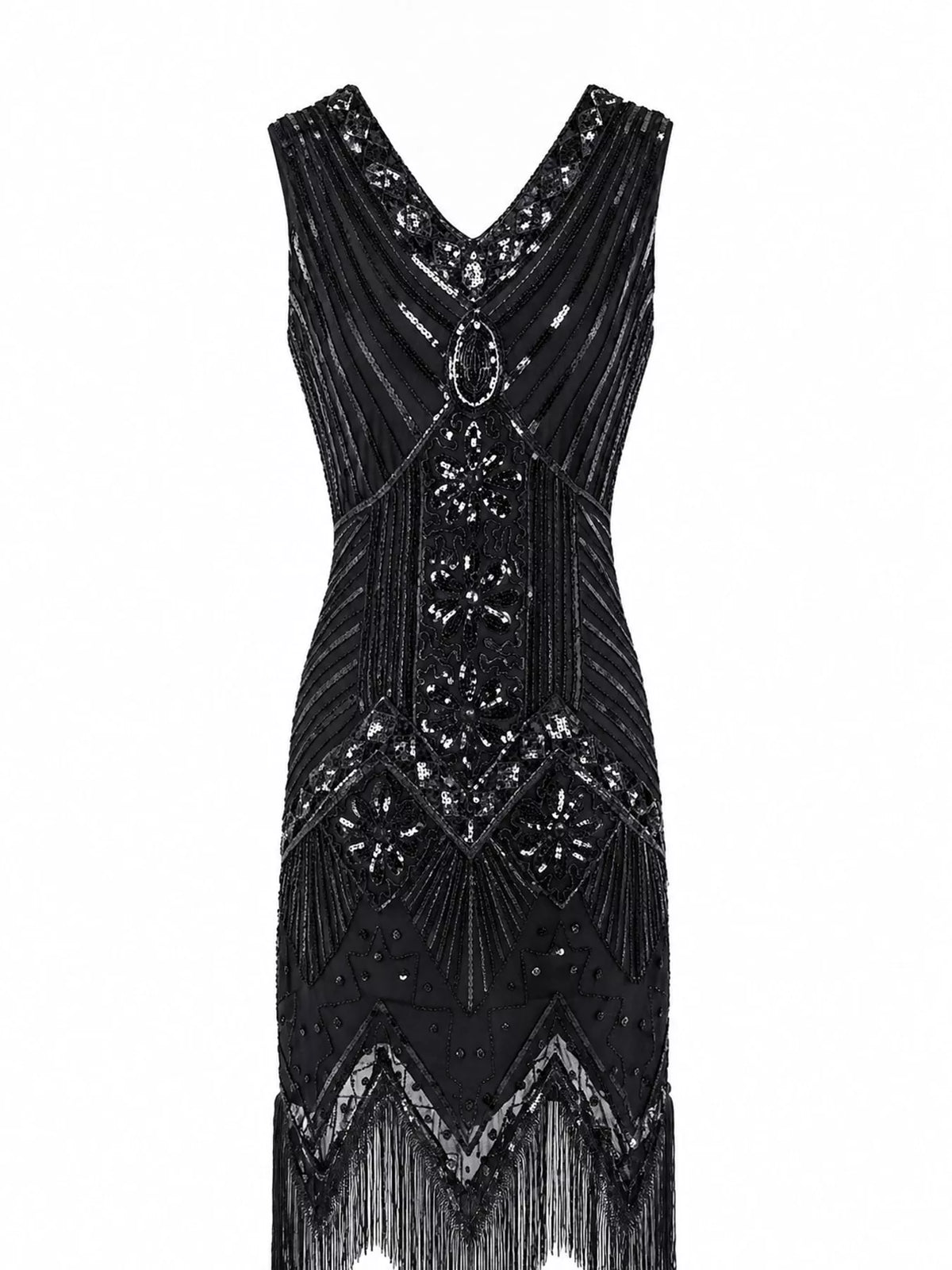 Full Size Sequin Fringe Hem Sleeveless Dress Plus Size - alternate view 11