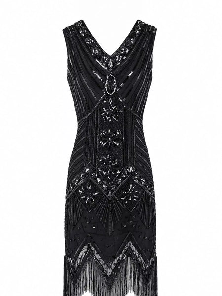 Full Size Sequin Fringe Hem Sleeveless Dress Plus Size - alternate view 11