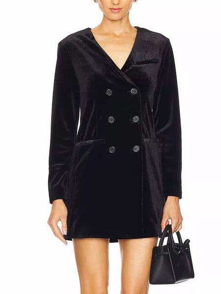 Velvet Double-Breasted Blazer Dress - alternate view 5