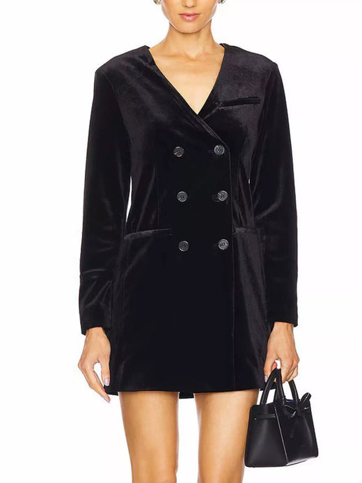 Velvet Double-Breasted Blazer Dress - alternate view 5