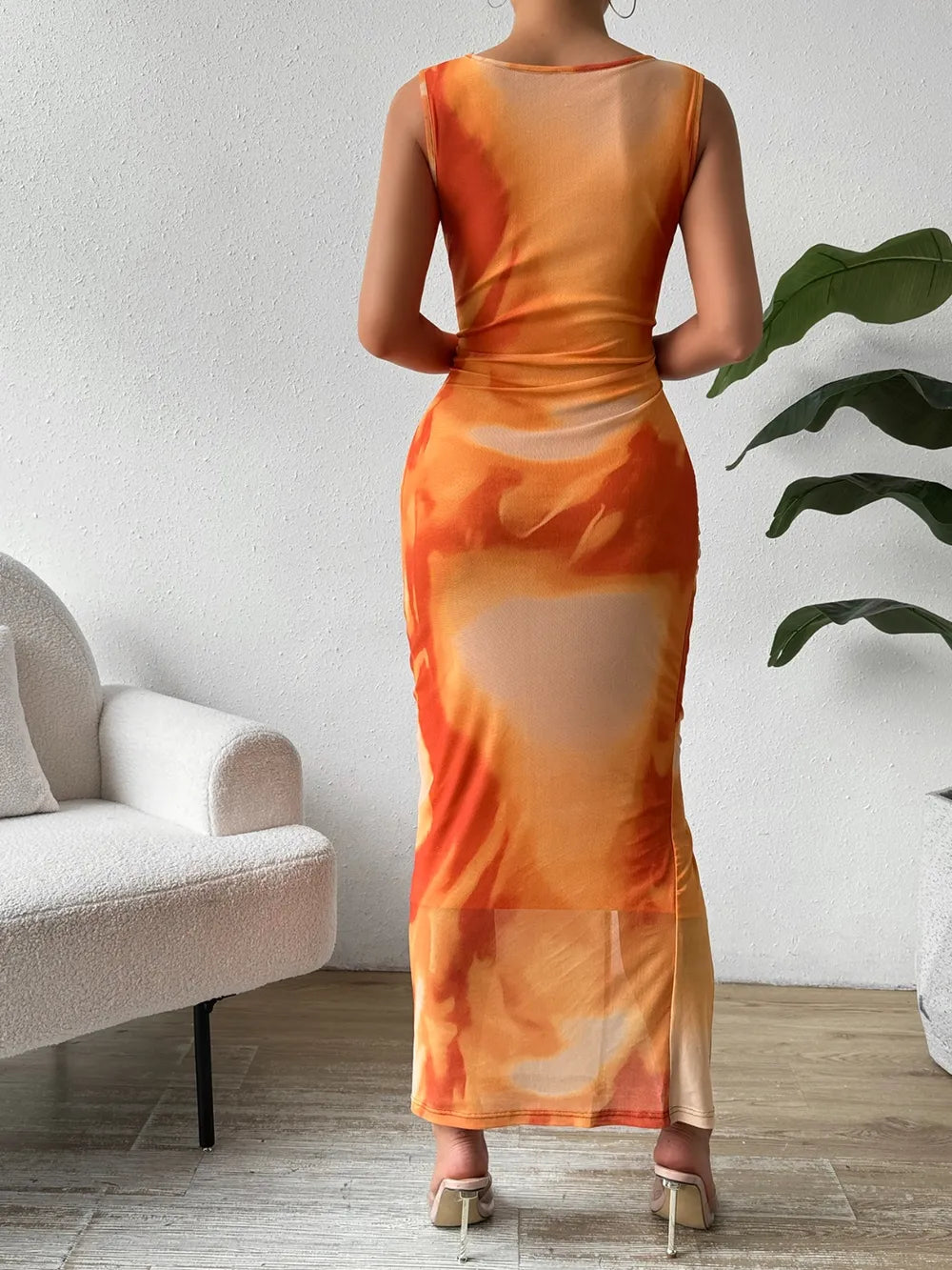 Honey Slit Round Neck Midi Tank Dress - alternate view 4