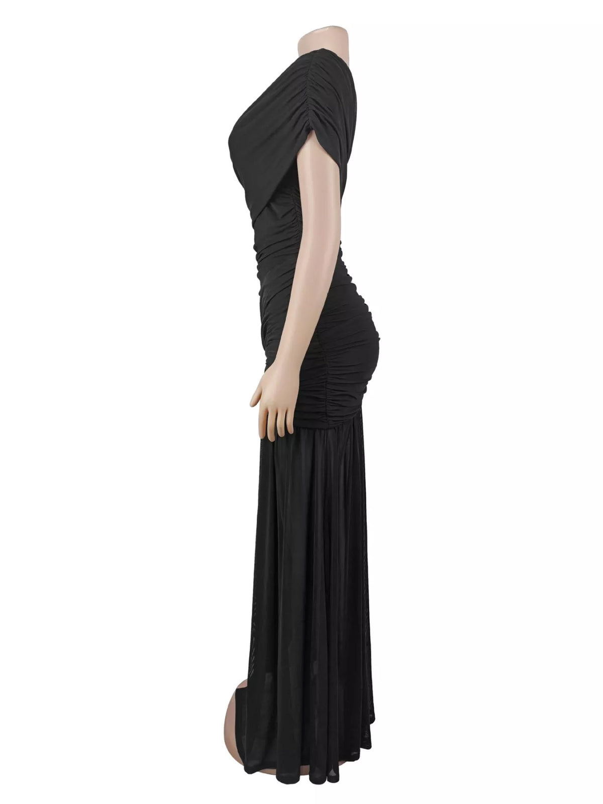 One-Shoulder Ruched High-Slit Evening Dress - alternate view 6
