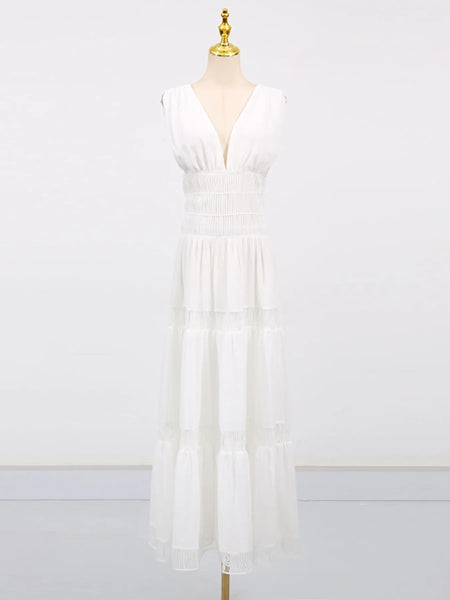 Tiered V-Neck Sleeveless Maxi Dress - alternate view 5
