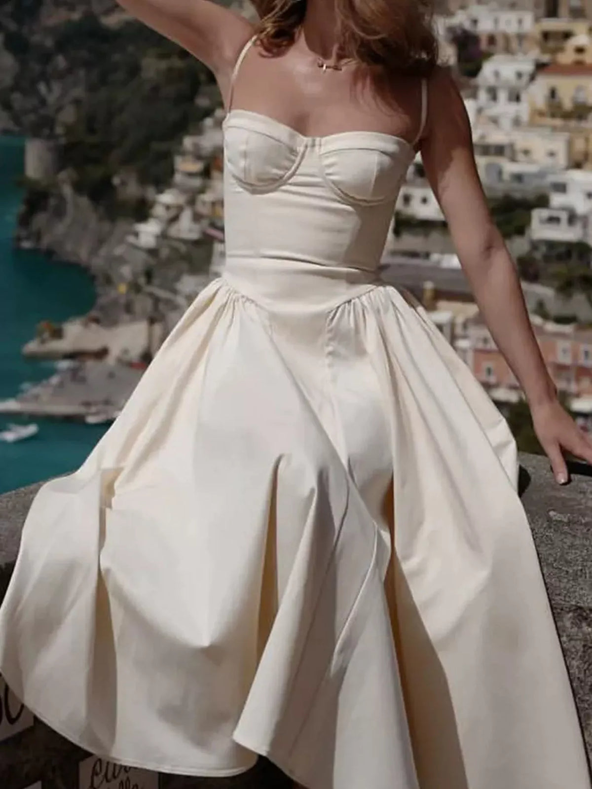 Sweetheart Neck Ruched Midi Dress - alternate view 14