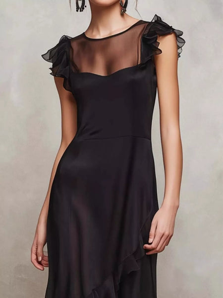 Sheer Ruffle Trim Maxi Dress - alternate view 2