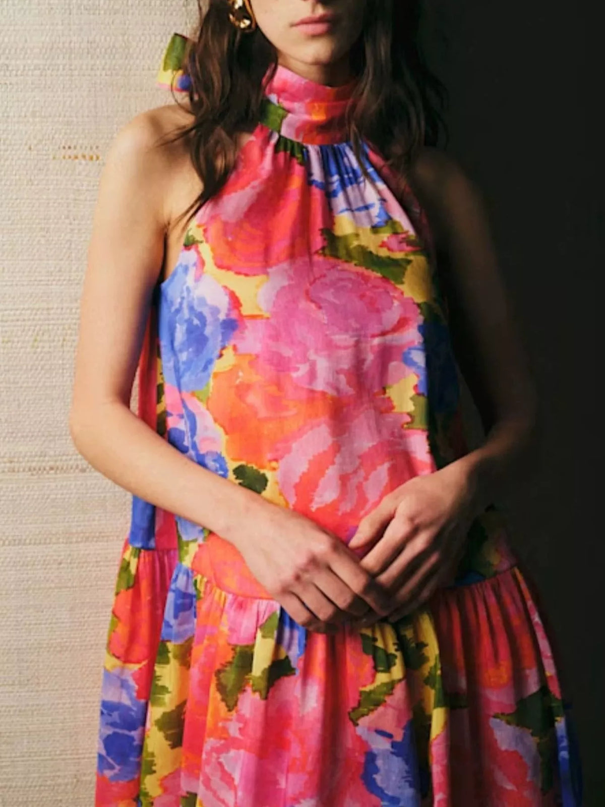 Full Size Floral Print Sleeveless Mini Dress Plus Size - alternate view 2