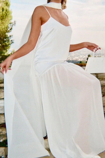 Adjustable Strap Maxi Cami Dress with Scarf - alternate view 15