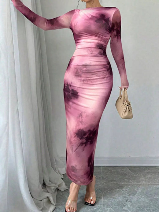 Tie-Dye Bodycon Maxi Dress - alternate view 4