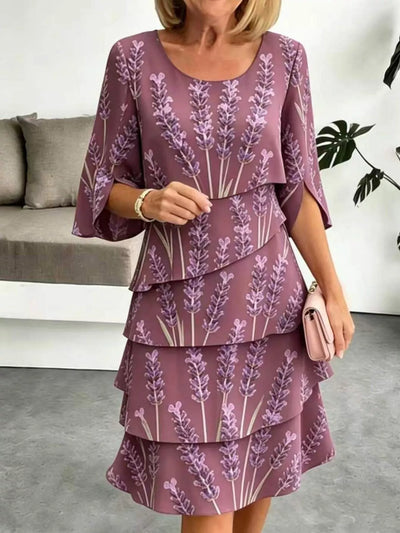 Floral Print Ruffle Hem Dress - alternate view 10
