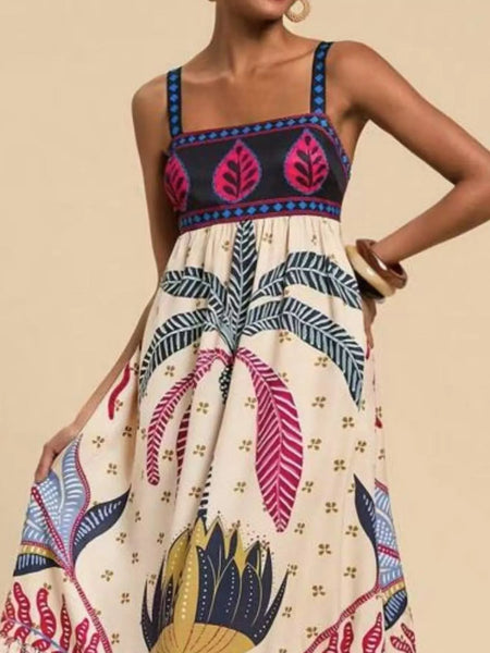 Printed Square Neck Maxi Dress - alternate view 3