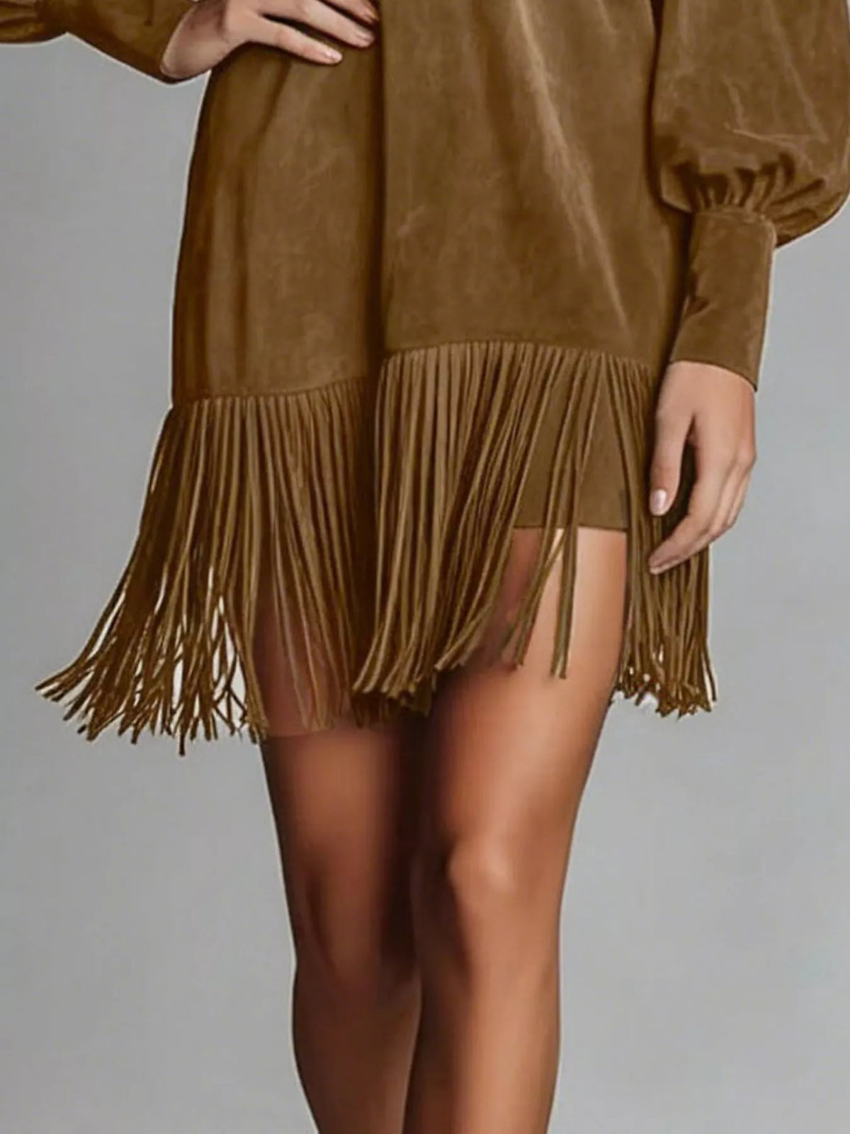 Fringed Lantern Sleeve Dress - alternate view 7