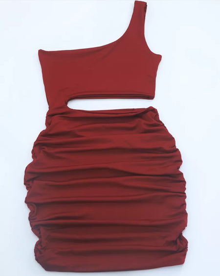 One-Shoulder Cutout Ruched Bodycon Mini Dress - alternate view 37
