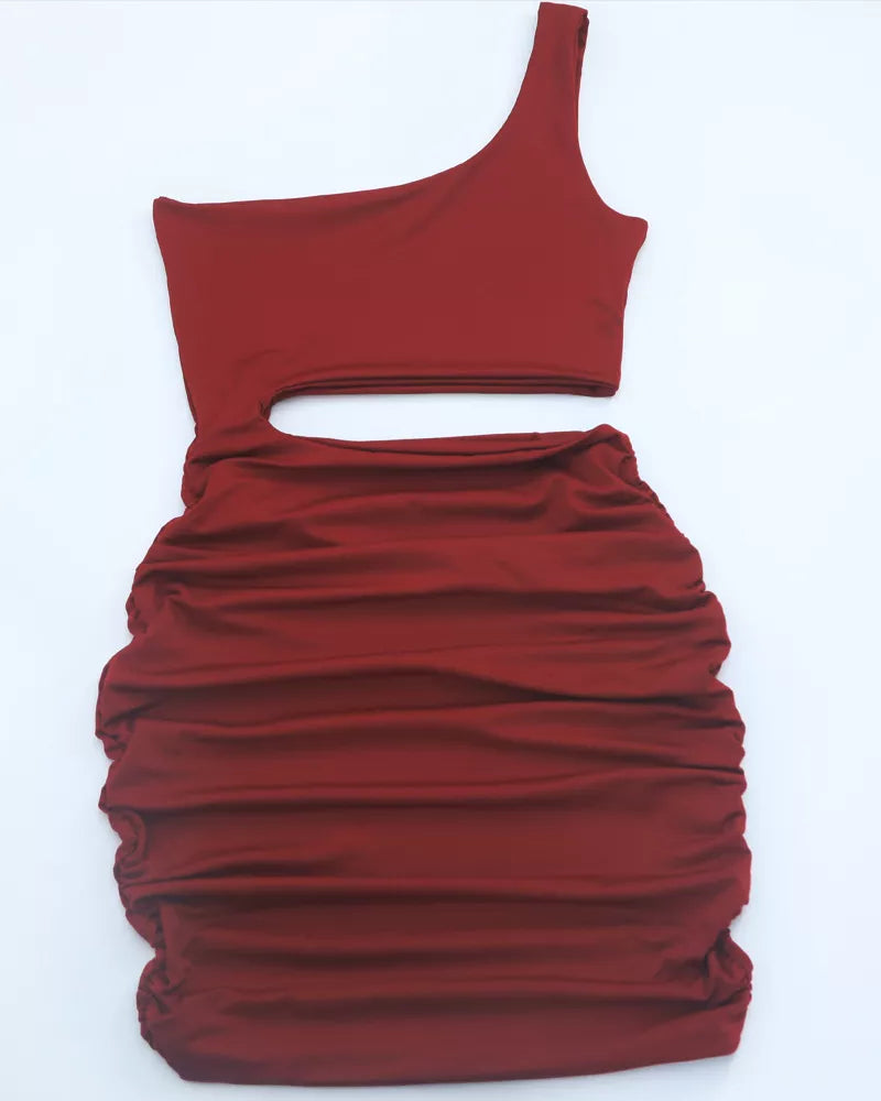 One-Shoulder Cutout Ruched Bodycon Mini Dress - alternate view 37