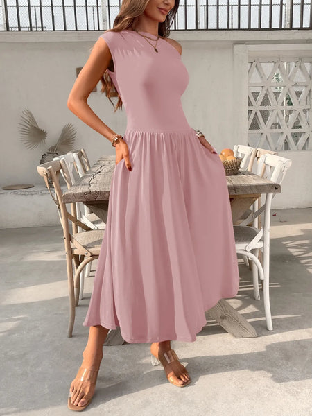 Single Shoulder Dress with Pockets - alternate view 7