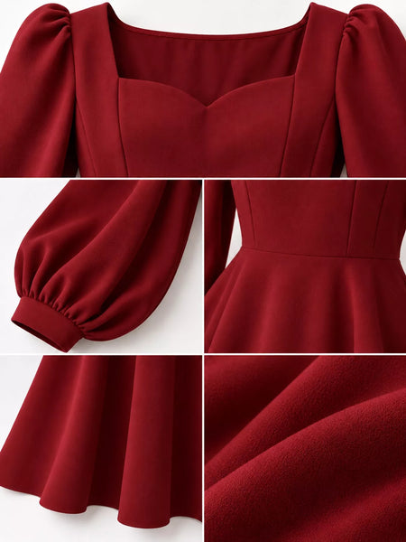 Full Size Long Sleeve A-Line Midi Dress Plus Size - alternate view 5