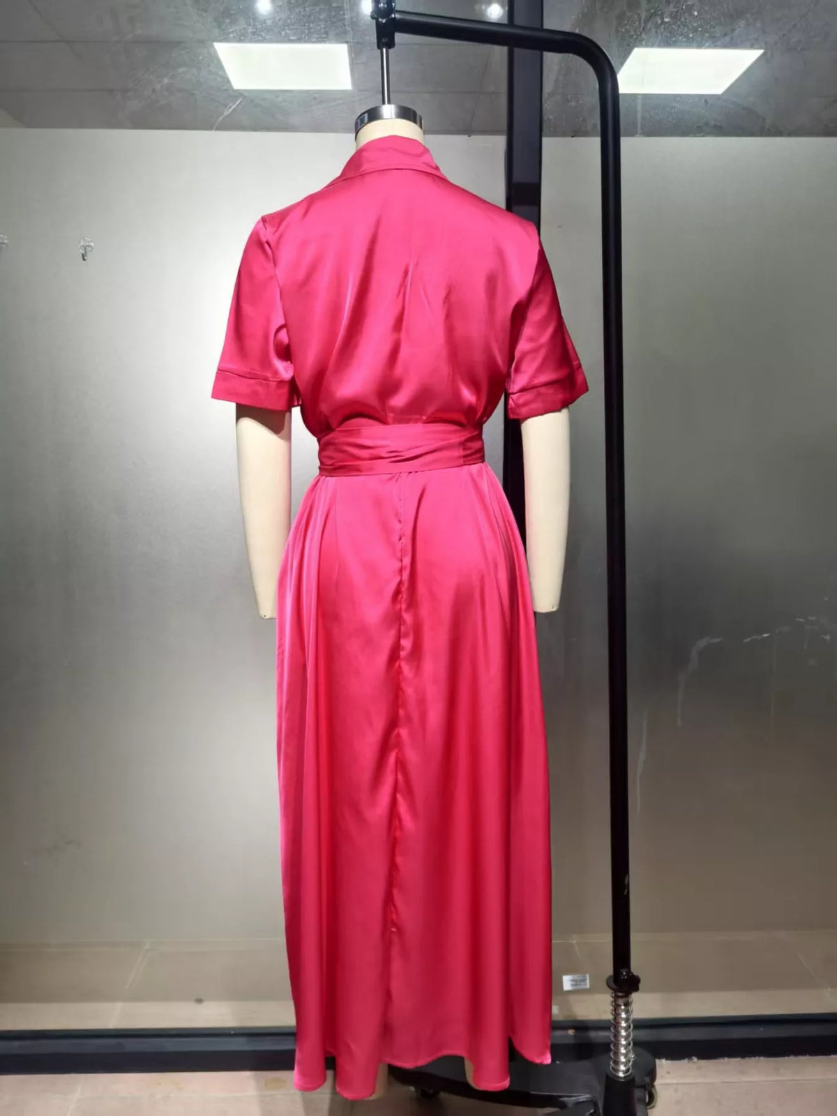 Collared Neck Maxi Shirt Dress - alternate view 3