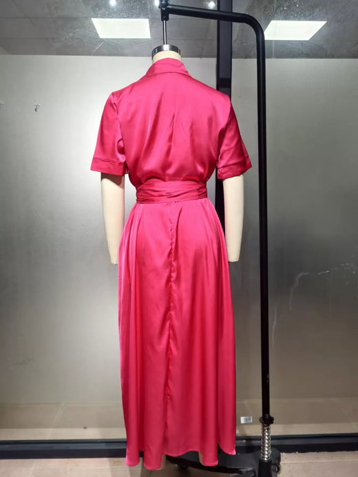 Collared Neck Maxi Shirt Dress - alternate view 3
