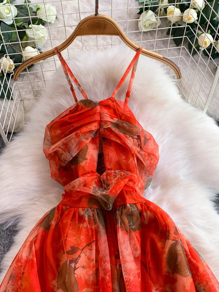 Floral Print Ruffled Layered Mesh Dress - alternate view 14