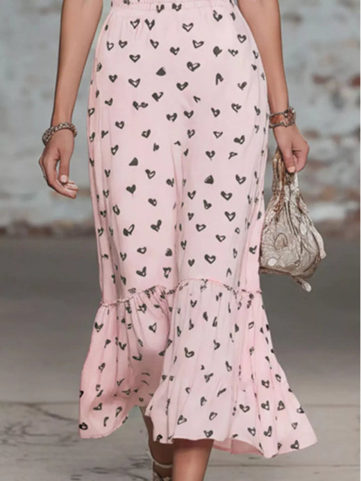 Heart-Print Cowl Neck Midi Dress - alternate view 5