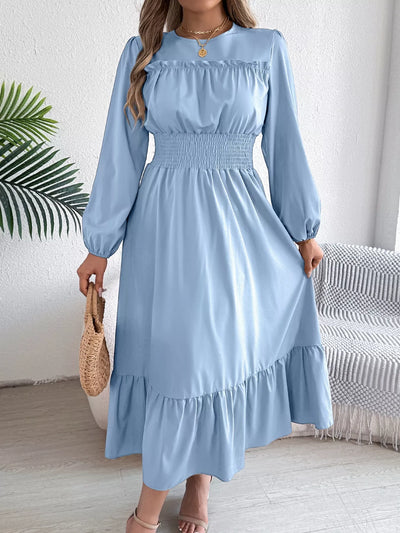 Round Neck Balloon Sleeve Tiered Dress - alternate view 22