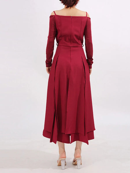 Slit Spaghetti Strap Long Sleeve Dress - alternate view 4
