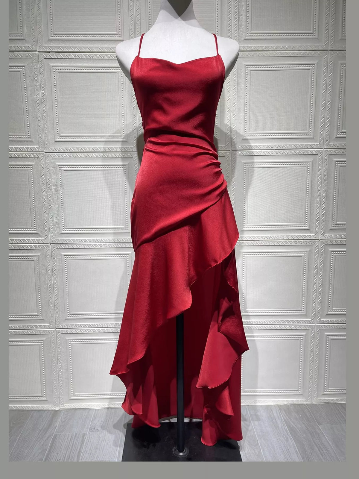 High-Low Ruffle Hem Evening Dress - alternate view 8