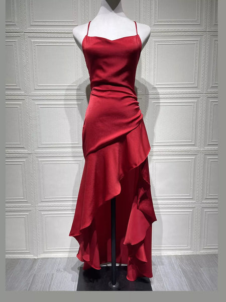 High-Low Ruffle Hem Evening Dress - alternate view 8