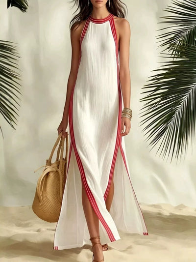 Slit Striped Sleeveless Maxi Dress - alternate view 3