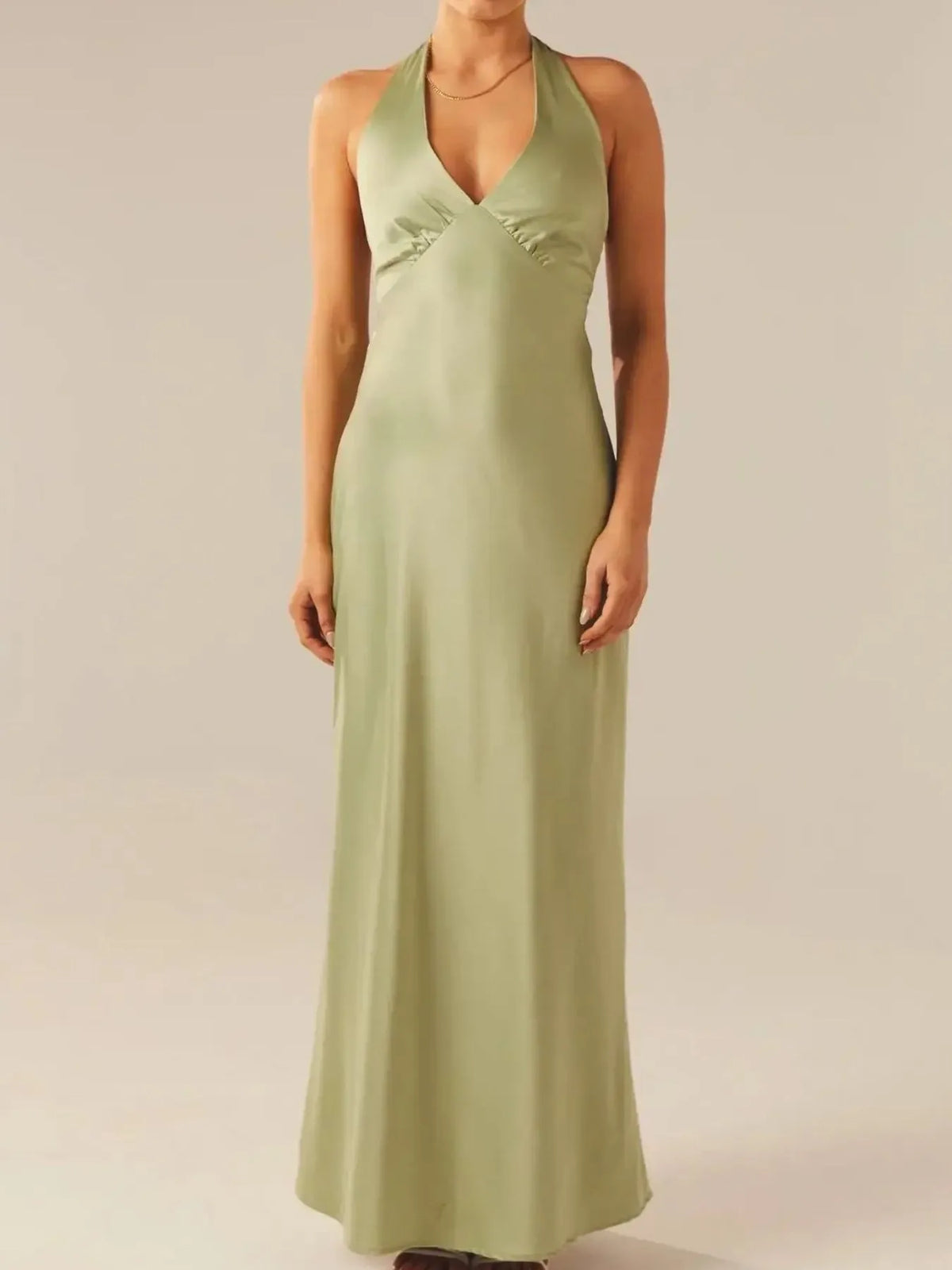 Halter Neck Wrap Maxi Dress with Tie Detail - alternate view 3