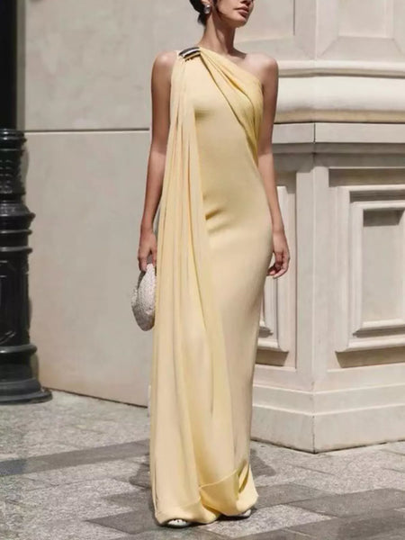 One-Shoulder Draped Maxi Dress - alternate view 3
