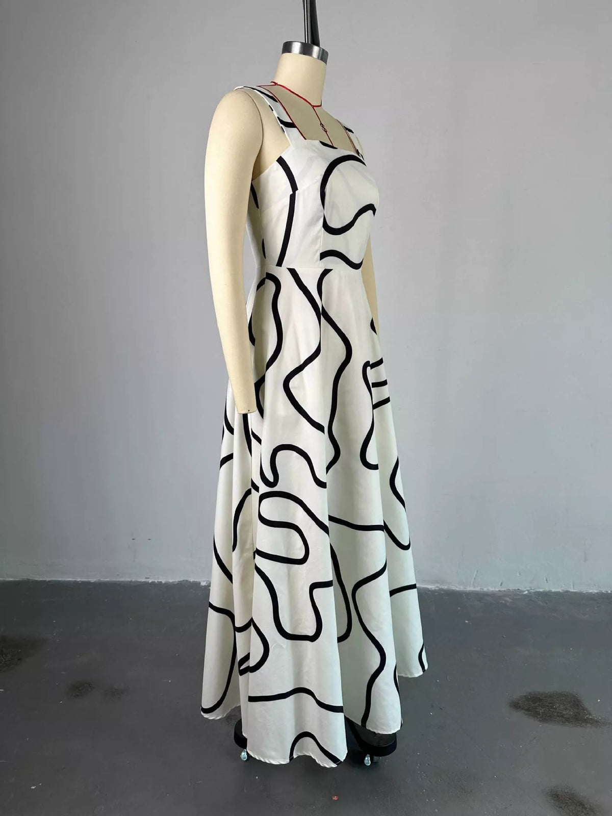Abstract Print Square Neck Midi Dress - alternate view 6