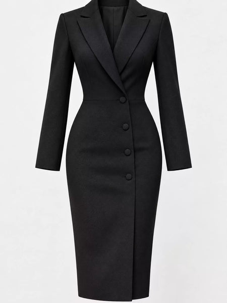 Full Size Elegant Single-Breasted Blazer Midi Dress Plus Size - alternate view 10