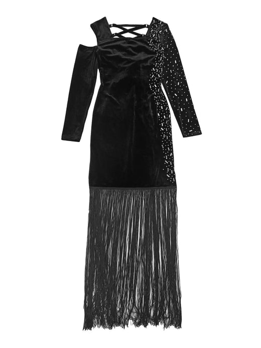 Asymmetrical Rhinestone Fringe Dress - alternate view 6