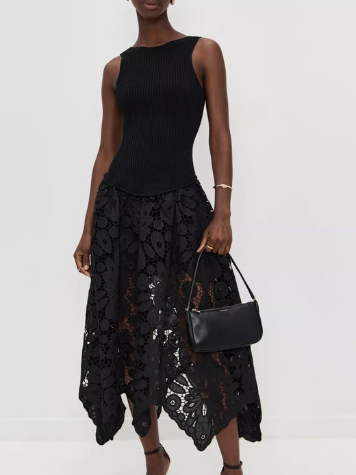 Sleeveless Ribbed Crochet Midi Dress - alternate view 5