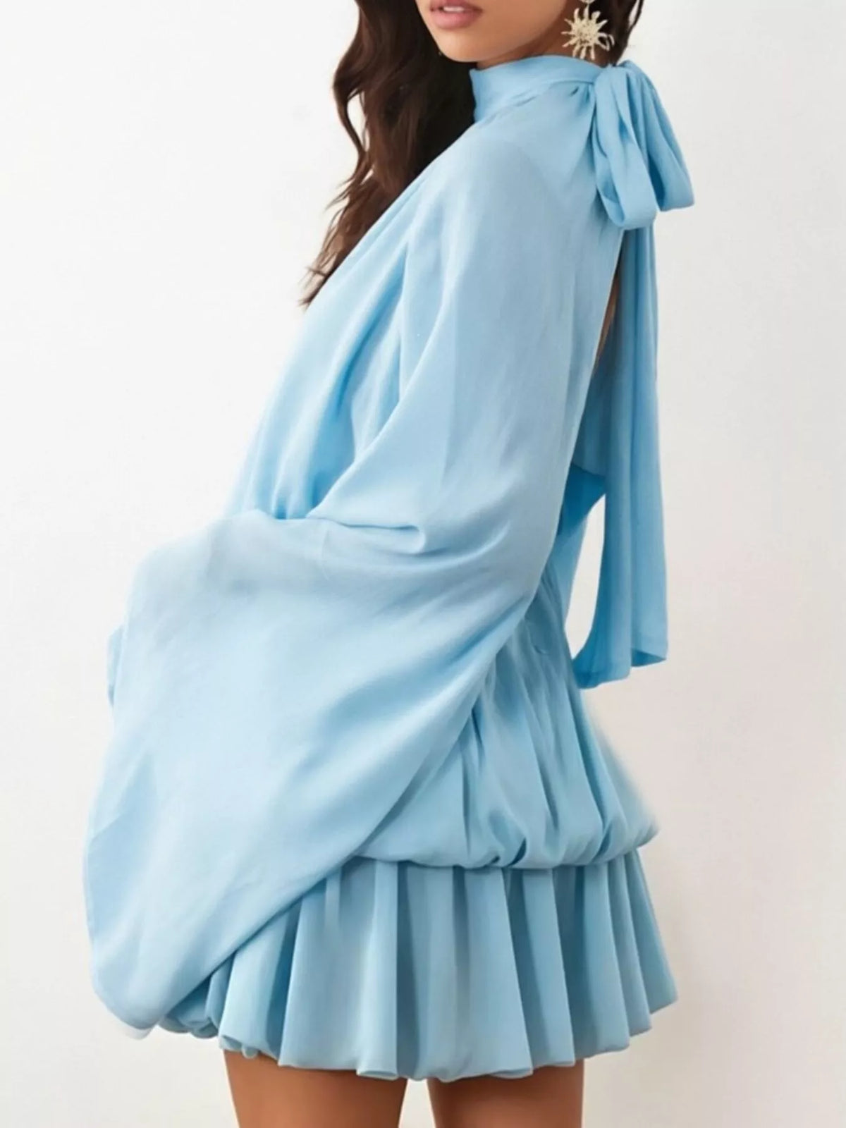 Tie Back Flare Sleeve Mini Dress - alternate view 5