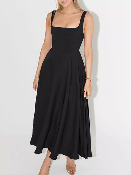 Square Neck Wide Strap A-Line Dress - alternate view 6